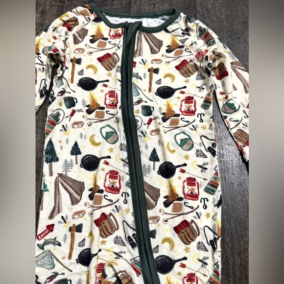 Bamboo Camp Print Zippy Sleeper PJs 6-12 m - Picture 2 of 3